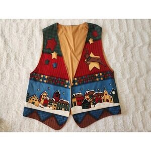 Vintage Christmas Vest Santa Christmas Village Theme Unisex One Size